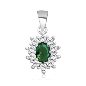 Pandantiv argint cu piatra verde DiAmanti Z1099C_G-DIA (Argint 925‰ 1,7 g.)